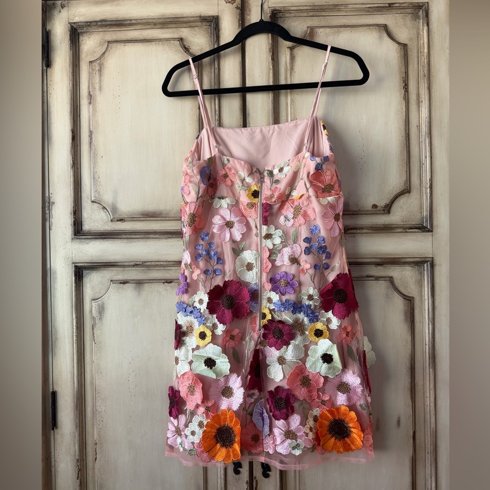 Storia Pink Floral Embroidered Mini Dress - Picture 5 of 12
